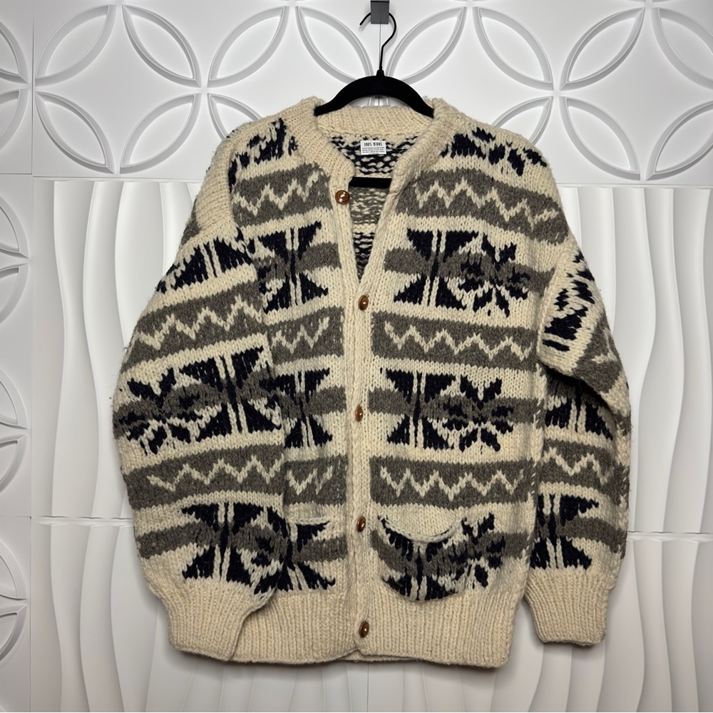 Wool Woven Cardigan Sweater w Pockets